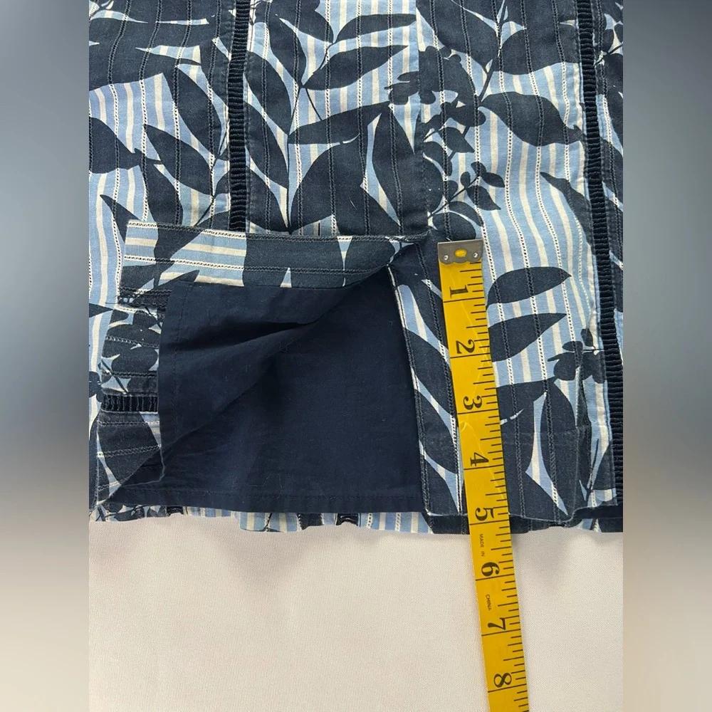 Banana Republic Cotton Sheath Blue & White Stripe with Leaves Pattern Sundress - Picture 8 of 16